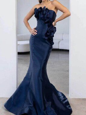 NWT Terani Couture 241E2512 Prom Strapless Dress Midnight Size 8